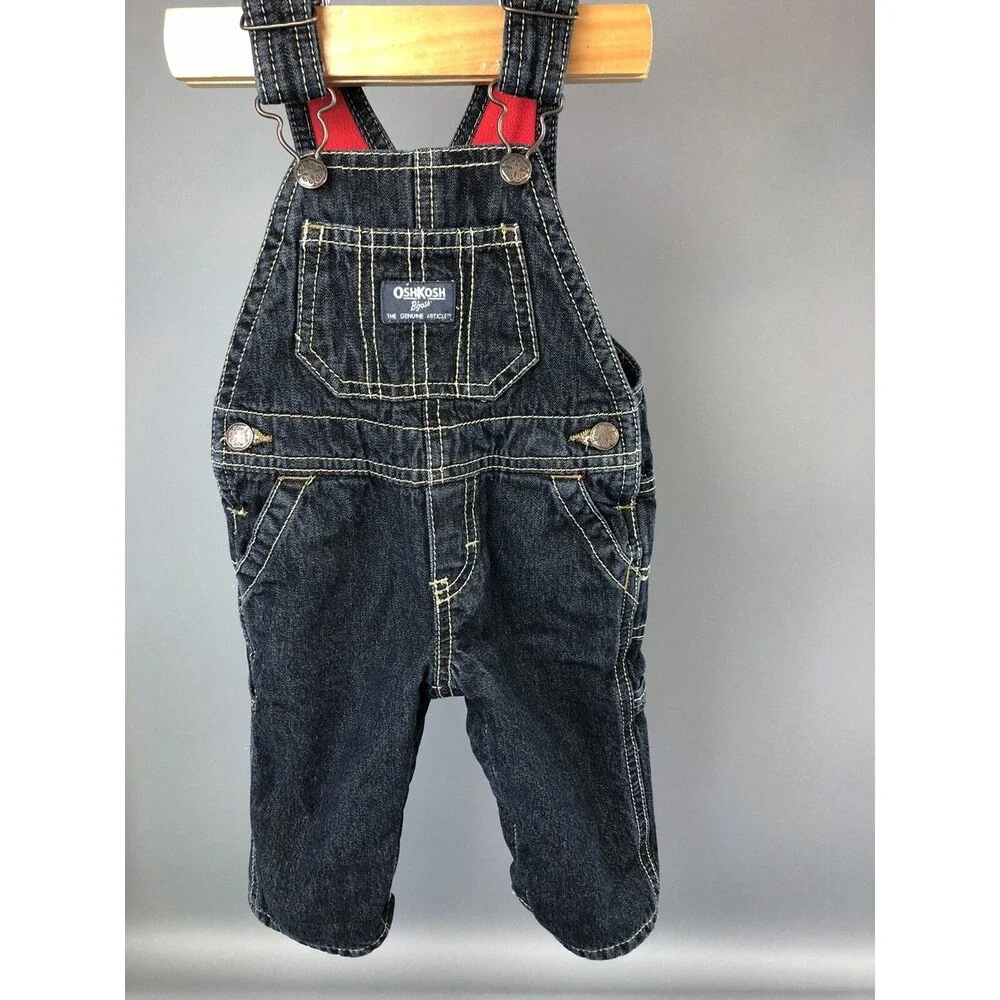 Boys 6 Months Denim Winter Bibs Oshkosh B'gosh Overalls Fleece Lined